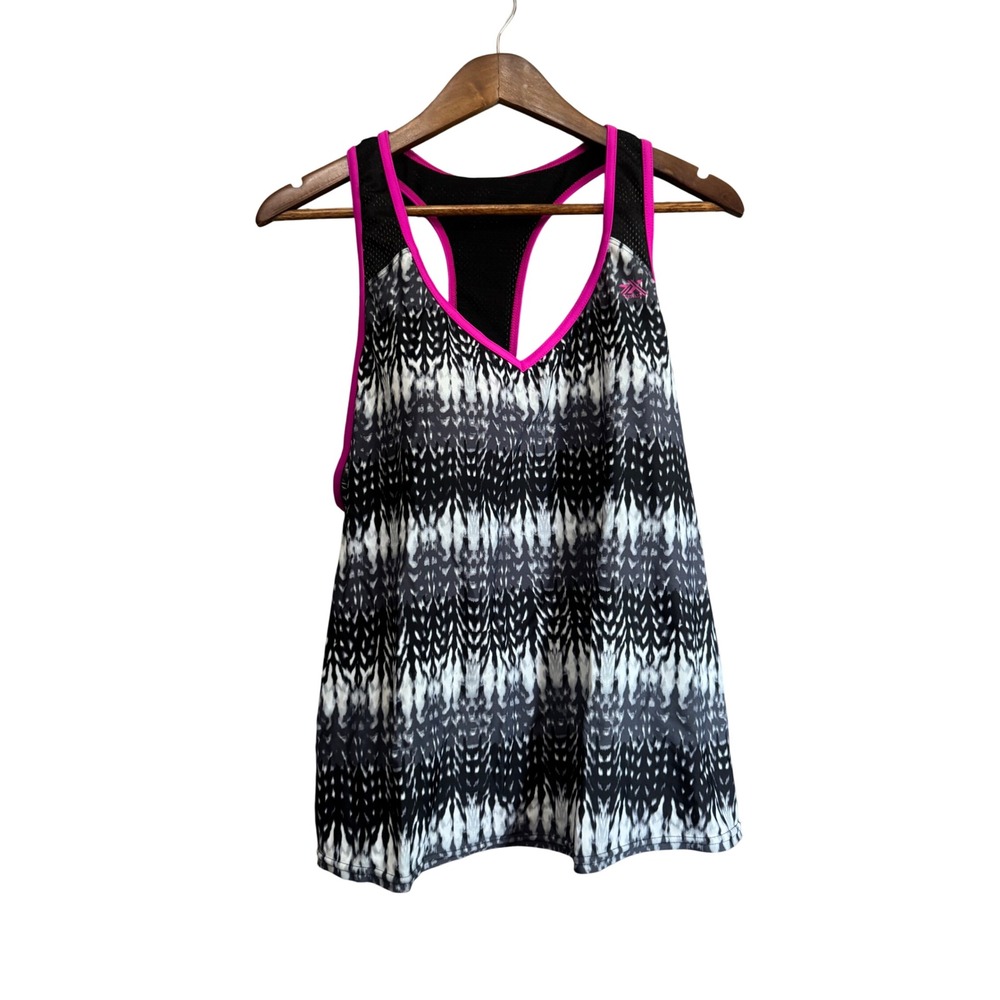 ZeroXposur Tankini Top‎ Womens 18W Black White Pink Ikat Racerback Excellent